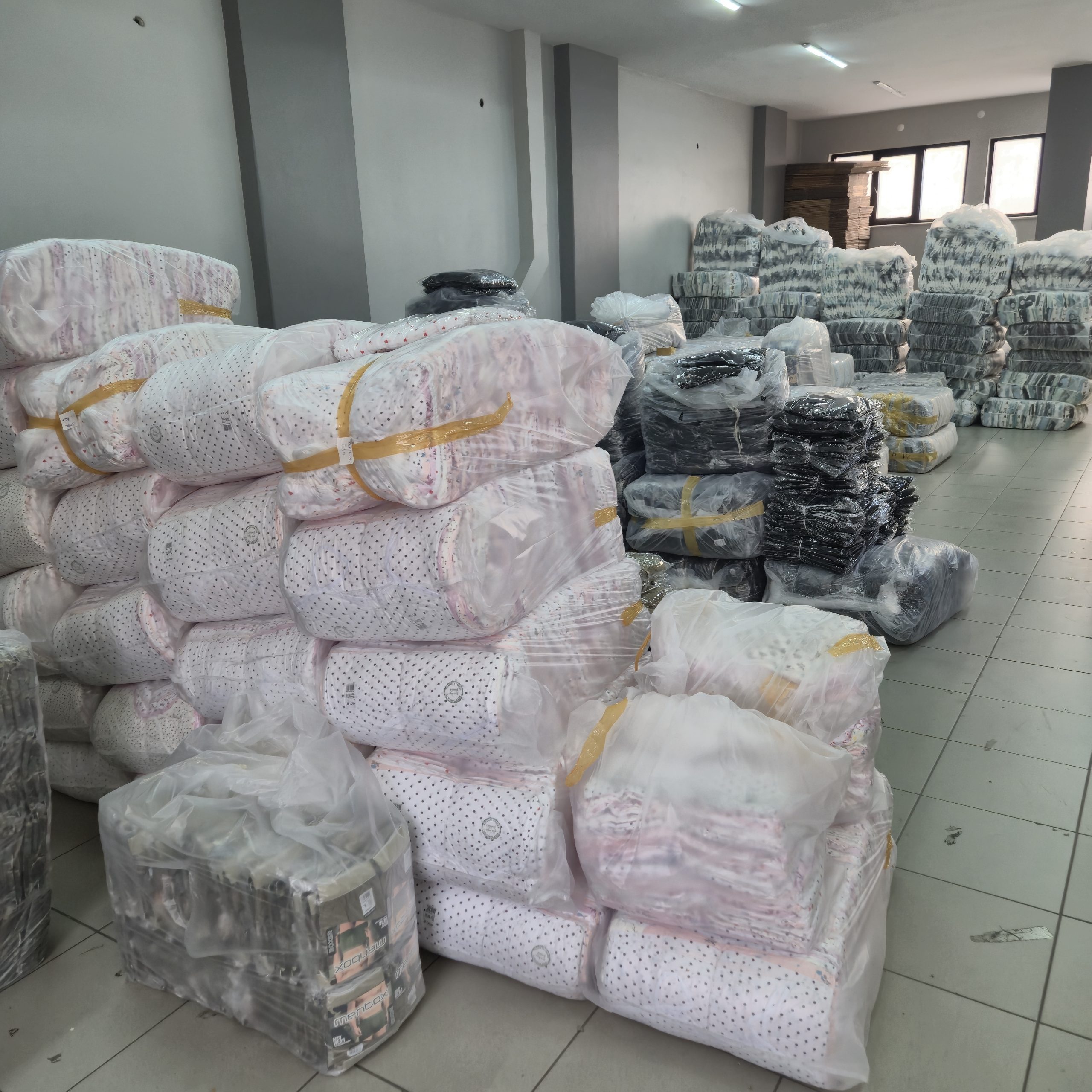 Finished garments bagged and ready for shipment